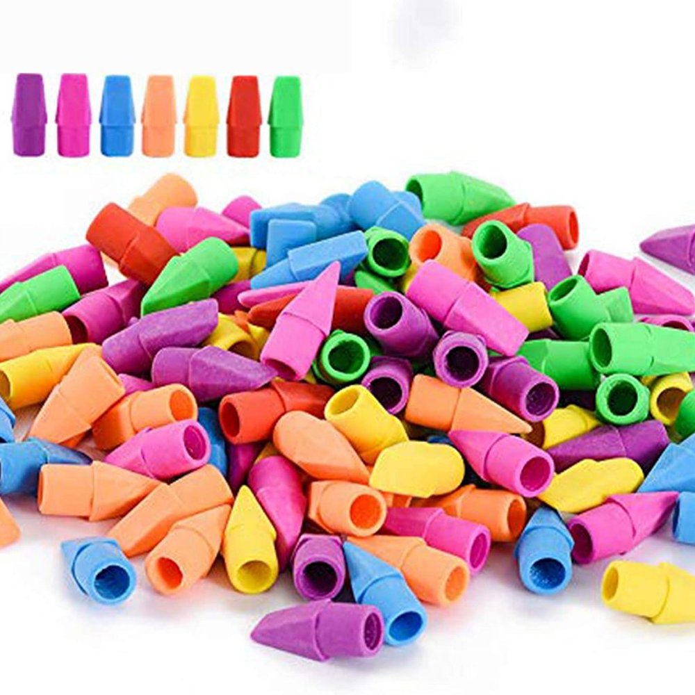 120 Pack Pencil Erasers Top Cap Eraser school classroom Supplies 7 Colors Latex-